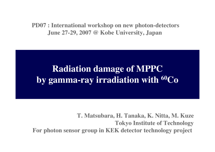 radiation damage of mppc by gamma ray irradiation with 60