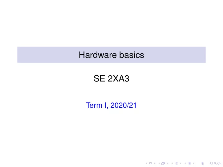 hardware basics se 2xa3