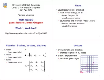 [  ]  a  a  a  ...  a  vector  =  offset / displacement  1  2  n  (lower case, bold)