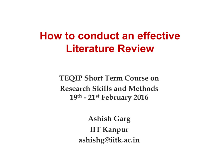 how to conduct an effective literature review