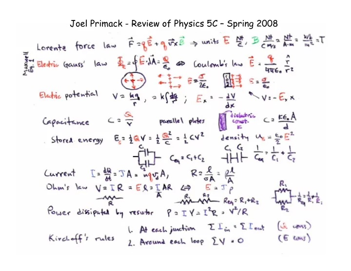 joel primack review of physics 5c spring 2008