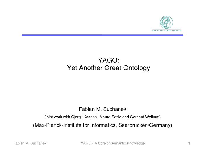 yago yet another great ontology
