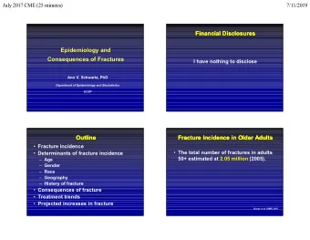 Financial Disclosures  Financial Disclosures  Epidemiology and  Consequences of Fractures  I have