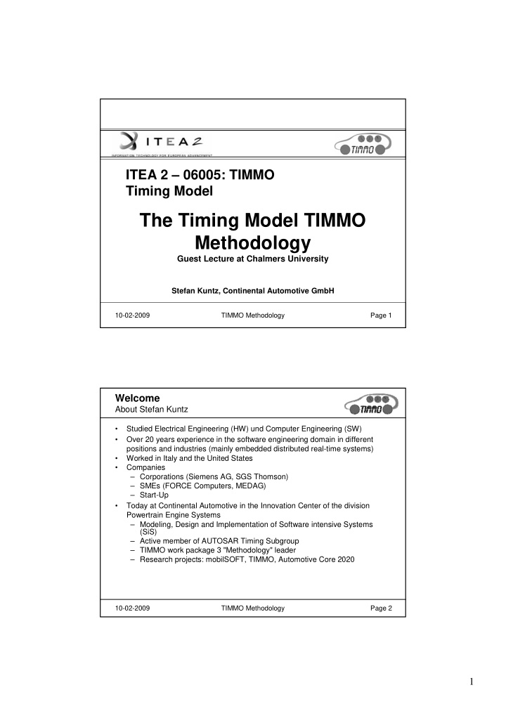 the timing model timmo methodology