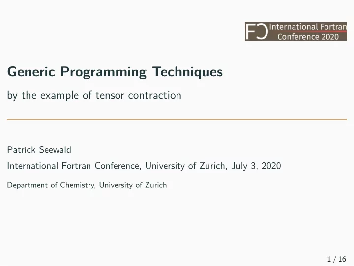 generic programming techniques