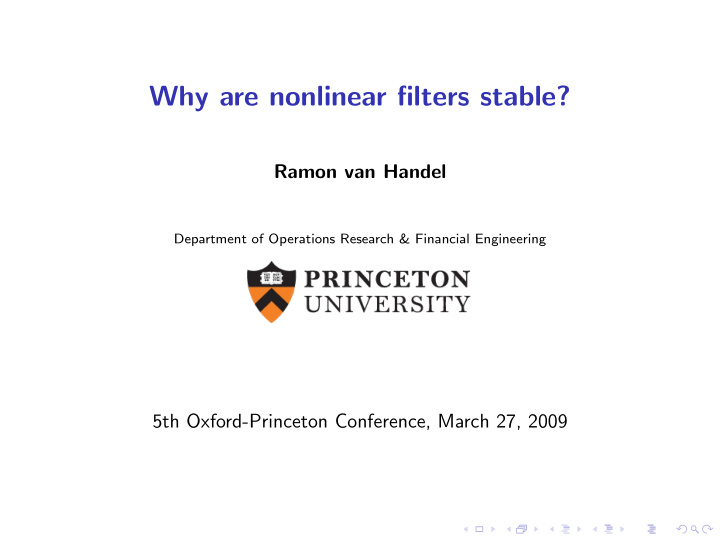 why are nonlinear filters stable