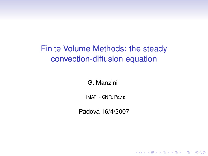 finite volume methods the steady convection diffusion