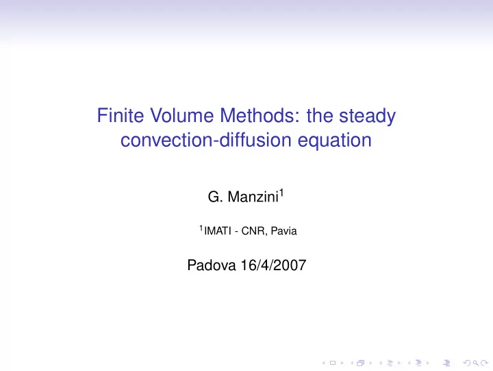 finite volume methods the steady convection diffusion