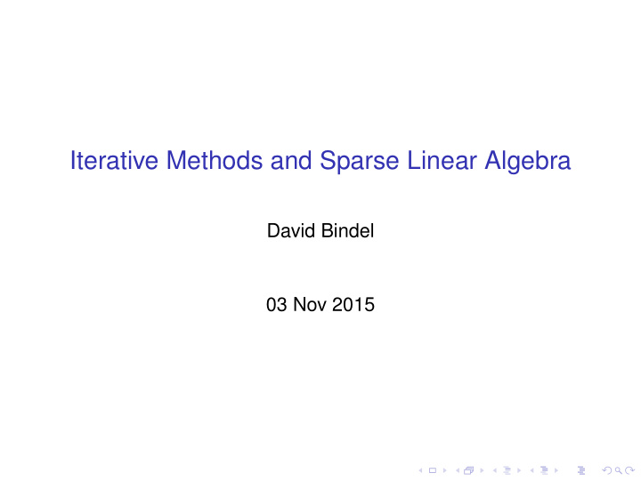 iterative methods and sparse linear algebra