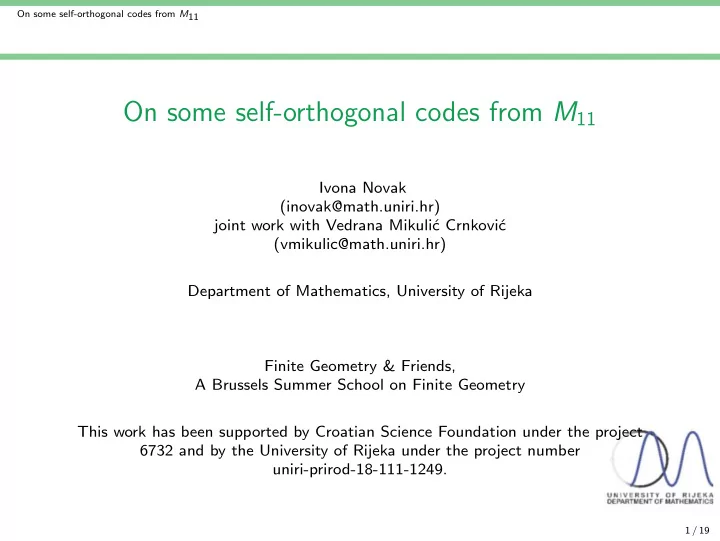 codes from orbit matrices of weakly q self orthogonal 1