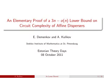 An Elementary Proof of a 3 n  o ( n ) Lower Bound on  Circuit Complexity of Affine Dispersers