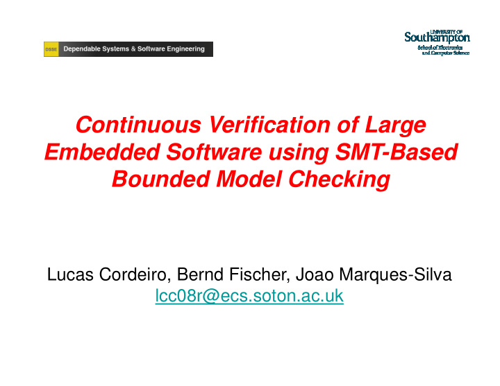 continuous verification of large embedded software using