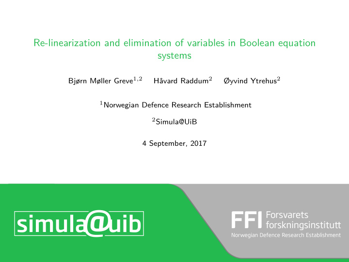 re linearization and elimination of variables in boolean