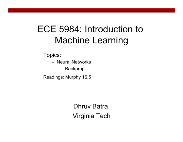 ece 5984 introduction to machine learning