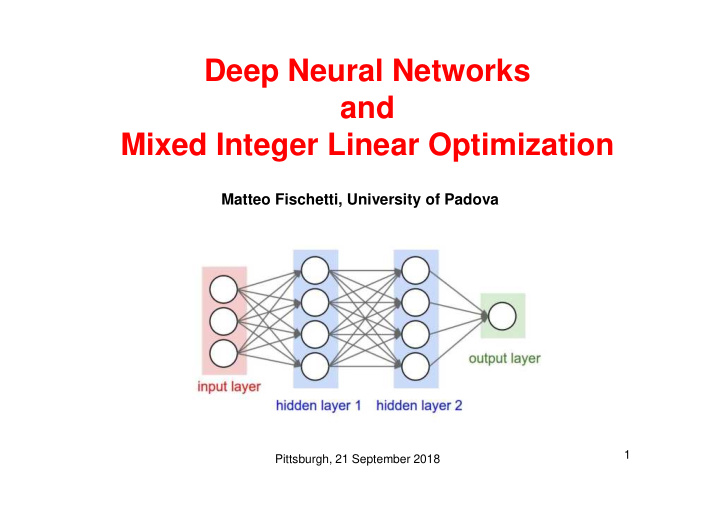 deep neural networks and mixed integer linear optimization