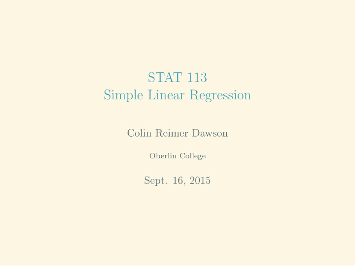stat 113 simple linear regression