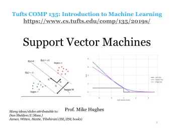 Support Vector Machines  Prof. Mike Hughes  Many ideas/slides attributable to:  Dan Sheldon