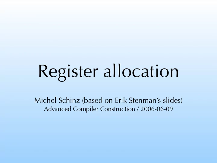 register allocation