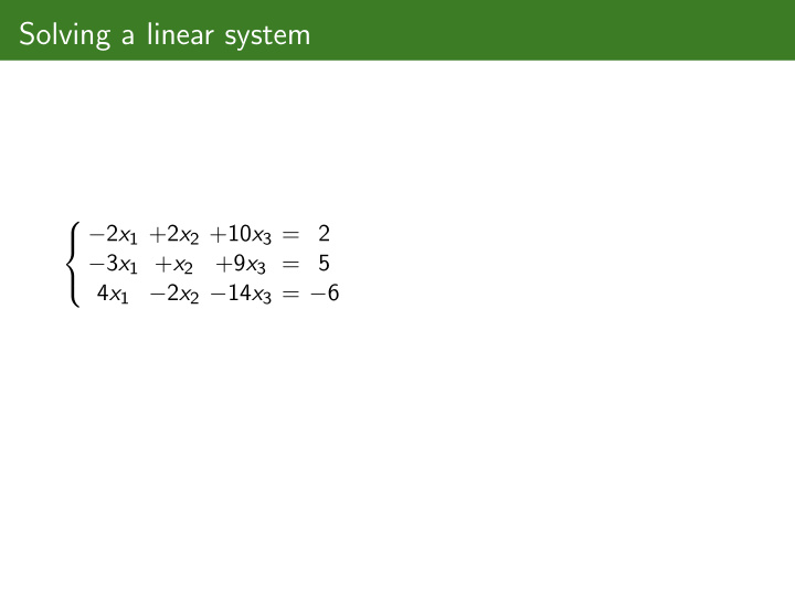 solving a linear system