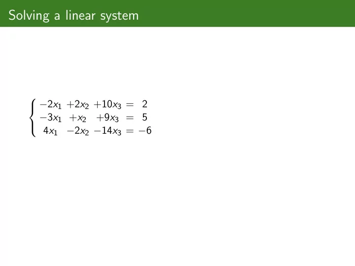 solving a linear system