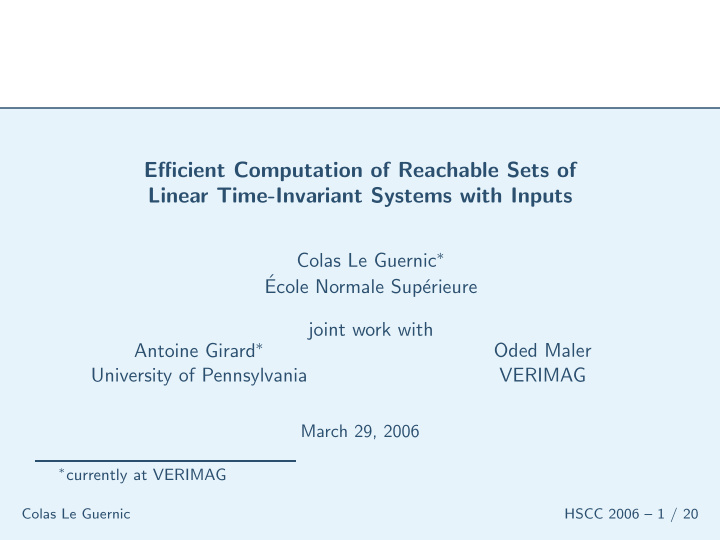 efficient computation of reachable sets of linear time