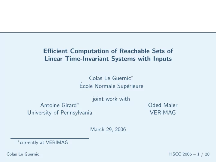 efficient computation of reachable sets of linear time
