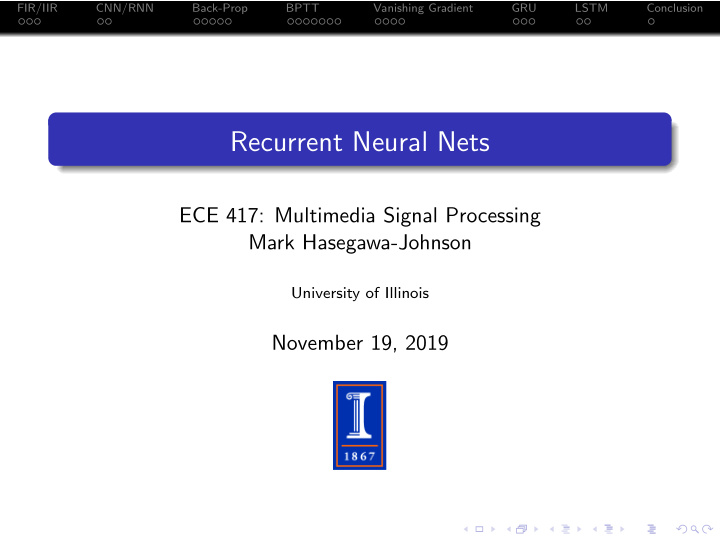 recurrent neural nets