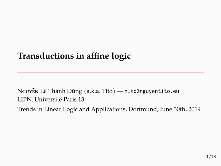 transductions in affjne logic