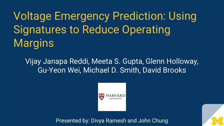 voltage emergency prediction using signatures to reduce