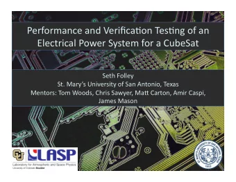 Performance  and  Verifica/on  Tes/ng  of  an    Electrical  Power  System