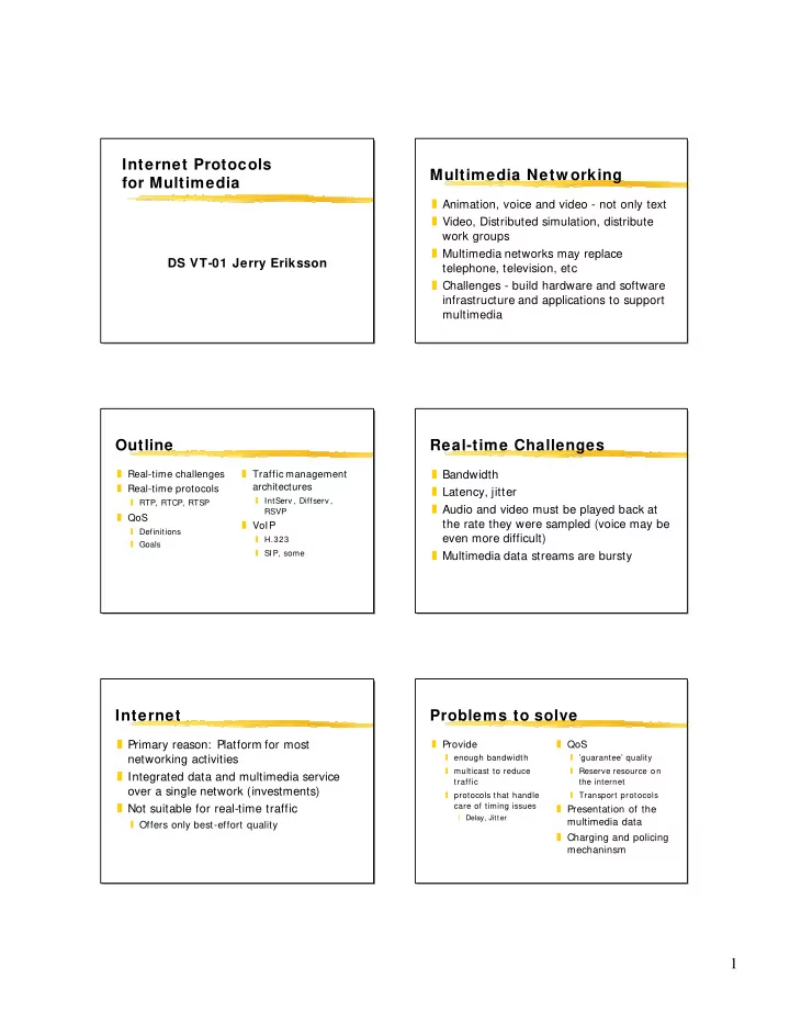 internet protocols multimedia netw orking for multimedia