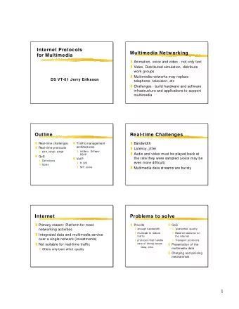 Internet Protocols  Multimedia Netw orking  for Multimedia T Animation, voice and video - not only