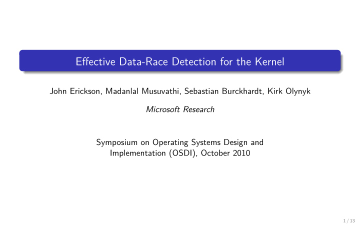 effective data race detection for the kernel