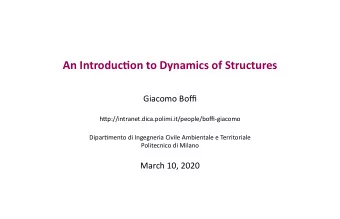 An Introductjon to Dynamics of Structures  Giacomo Boffj