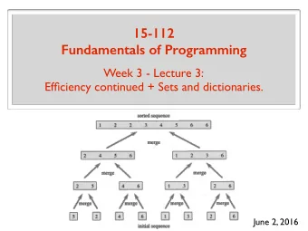 15-112 Fundamentals of Programming  Week 3 - Lecture 3:  Efficiency continued + Sets and