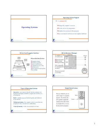 Operating Systems  Provides services for programmers  Schedules the execution of other