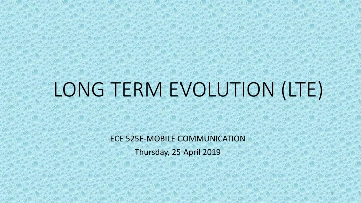 long term evolution lte
