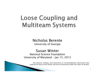 Nicholas Berente  University of Georgia  Susan Winter  National Science Foundation  University of