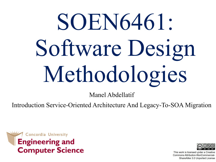 soen6461 software design methodologies