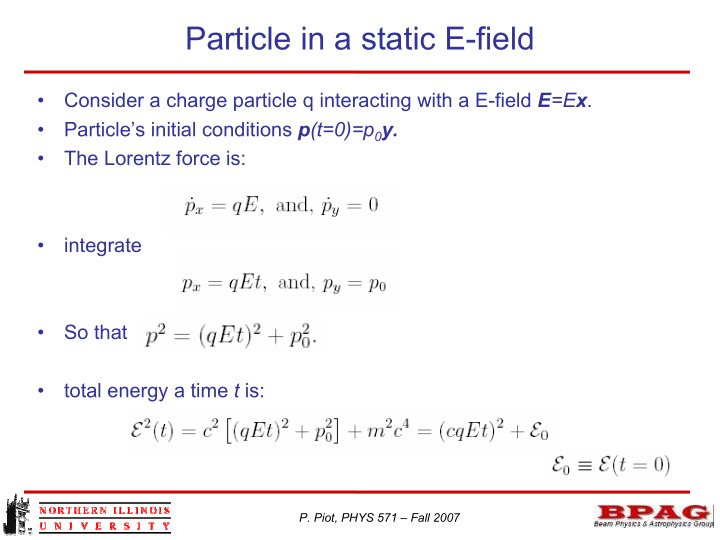 particle in a static e field