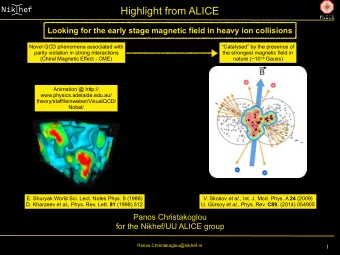 Highlight from ALICE  Looking for the early stage magnetic field in heavy ion collisions  Novel QCD