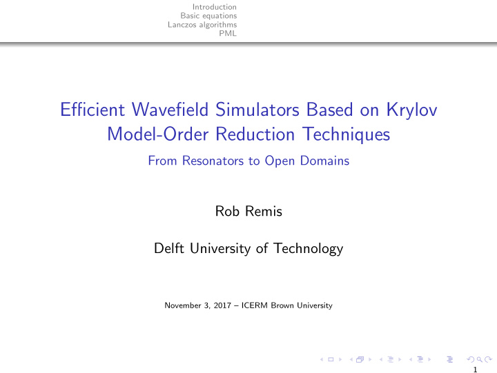 efficient wavefield simulators based on krylov model