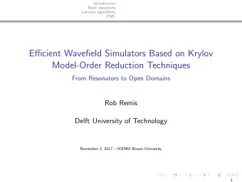Efficient Wavefield Simulators Based on Krylov  Model-Order Reduction Techniques  From Resonators