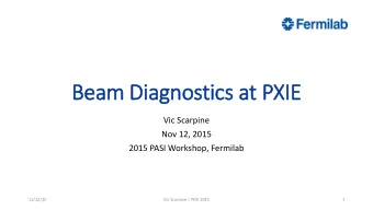 Beam Diagnostics at PXIE  Vic Scarpine  Nov 12, 2015  2015 PASI Workshop, Fermilab  11/12/15  Vic