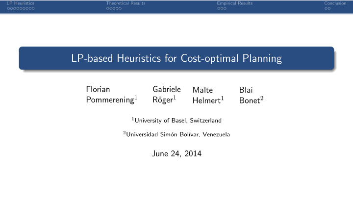 lp based heuristics for cost optimal planning