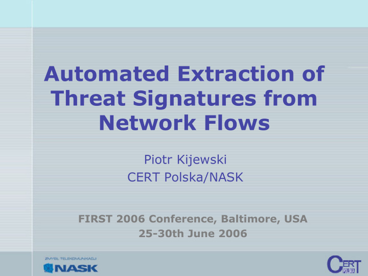 automated extraction of threat signatures from network