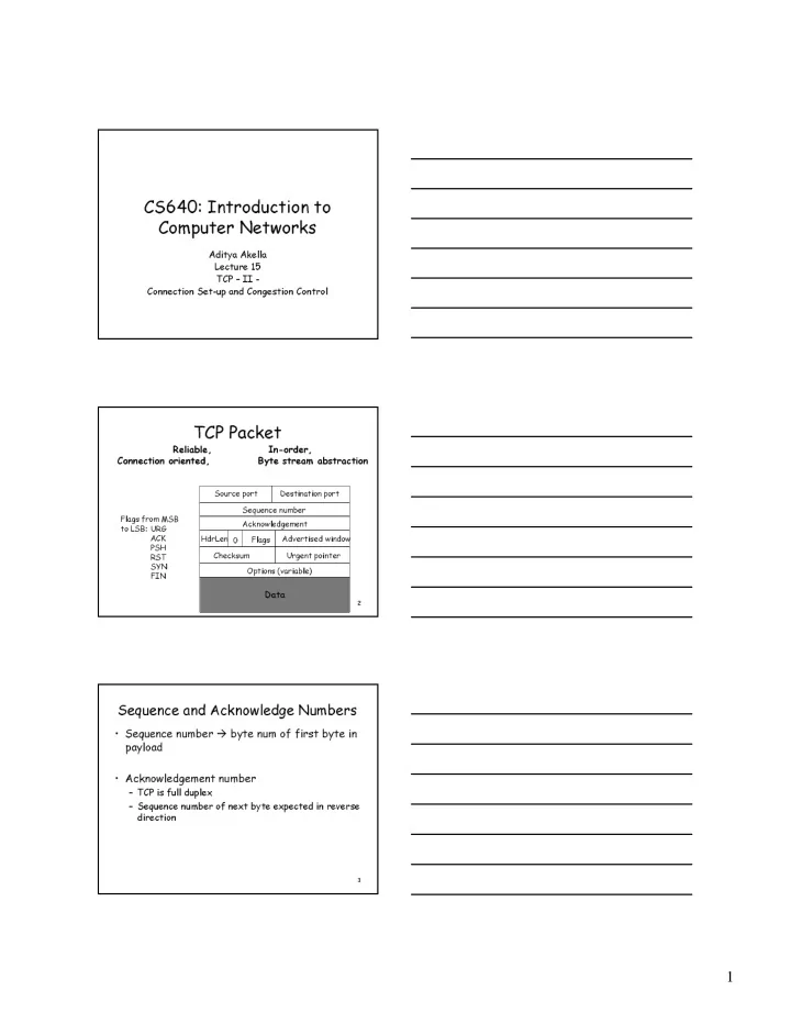 cs640 introduction to computer networks
