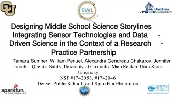 Designing Middle School Science Storylines  Designing Middle School Science Storylines  Integrating