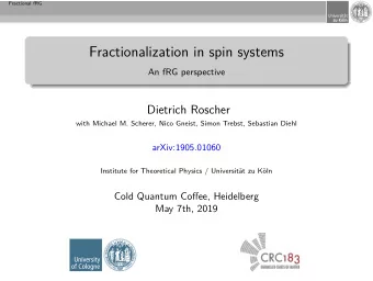 Fractionalization in spin systems  An fRG perspective  Dietrich Roscher  with Michael M. Scherer,