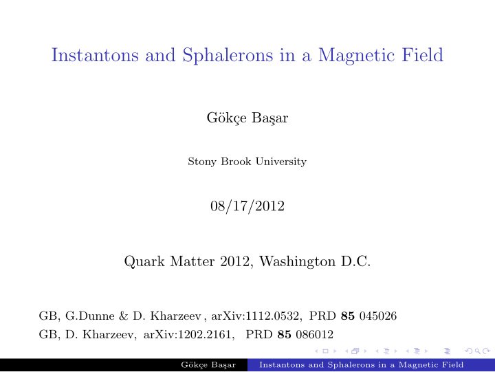 instantons and sphalerons in a magnetic field